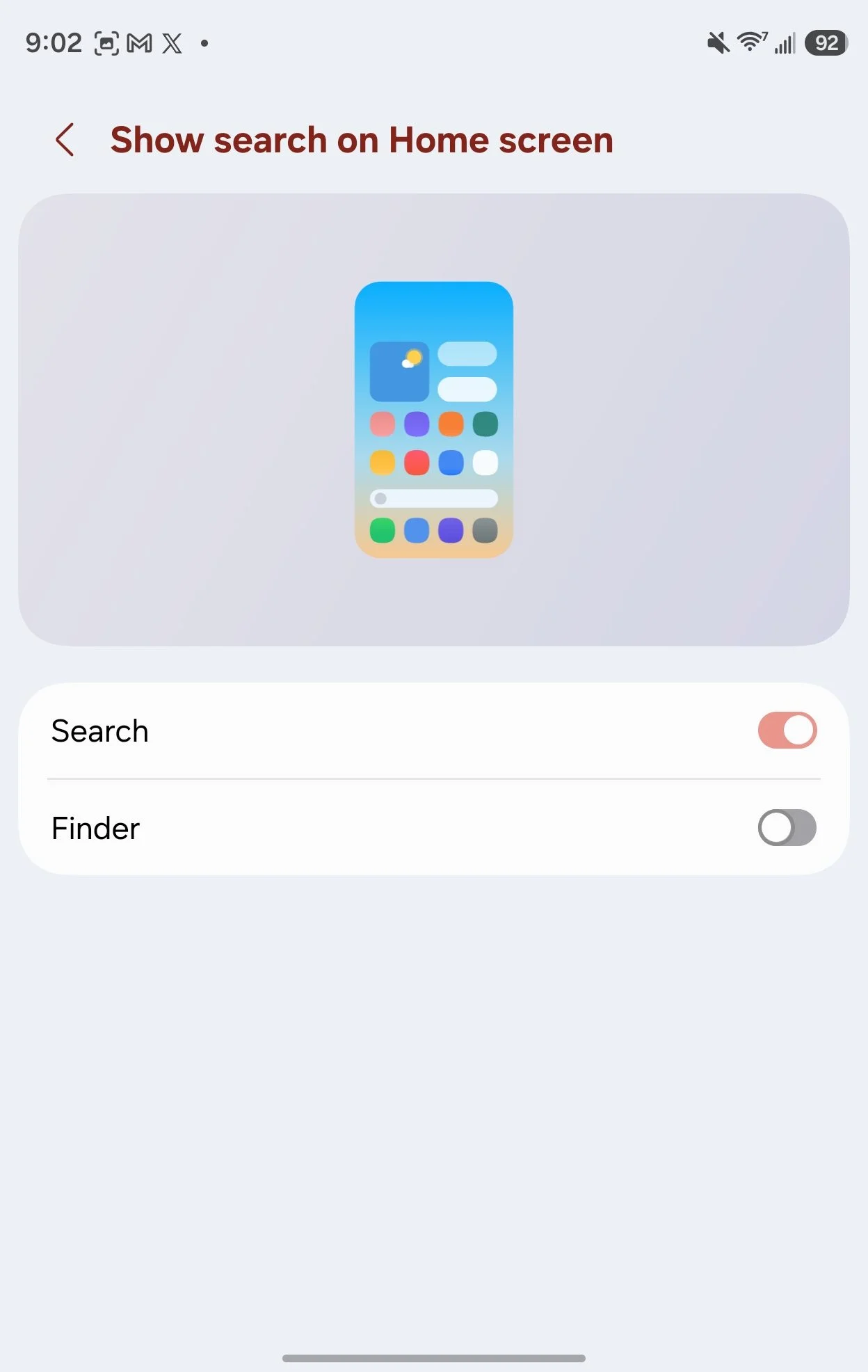 Alternative View of Samsung Galaxy Homescreen